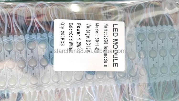 6011-D Waterproof Outdoor 3 LED light module with lens 1.2w Cold White mini smd 2835 injection led module