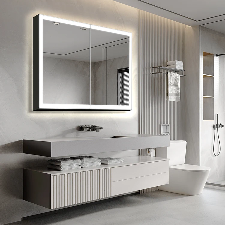 Decorative Touch Sensor Frameless Wall Mounted Smart Bathroom Half Moon Mirror With Led Light And Bluetooth