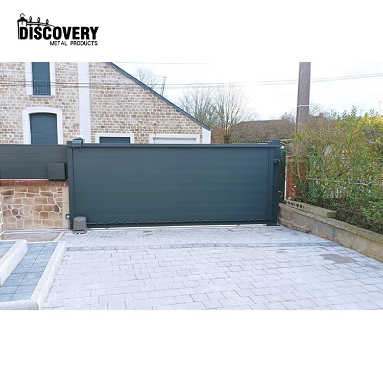 Electric automatic modern design decoration metal aluminum main motor opener sliding gate for garden