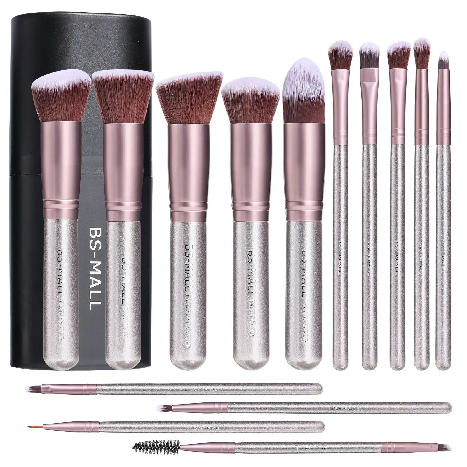 Brushes Holder Case 14 Piece Purple Cosmetic Make up Brush Kit Private Label Makeup Brushes Set