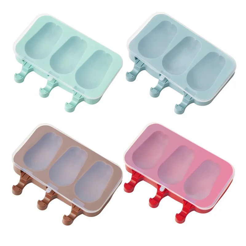 Homemade Rabbit Ice Cream Popsicle Mold Diy New Style With Lid 3 Silicone Ice Cream Mold