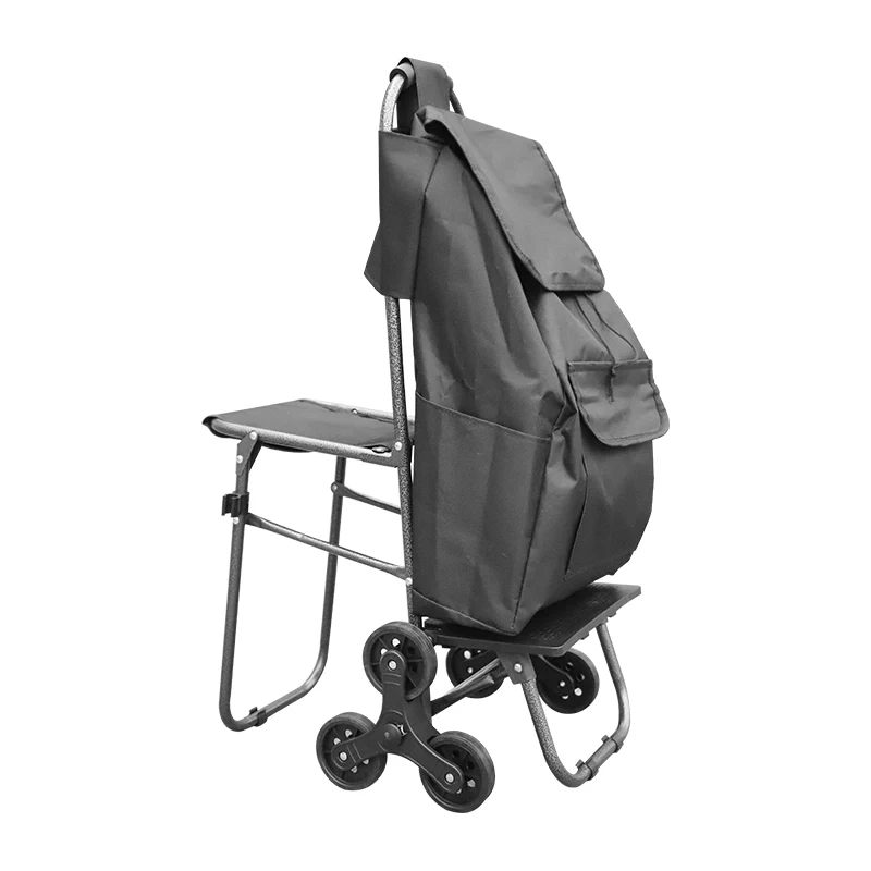 Fabric Trolley Bags Beefy Wheels Portable Seated Folding Trolley Folding Shopping Cart Carton Plastic Tianyu High Quality Oxford