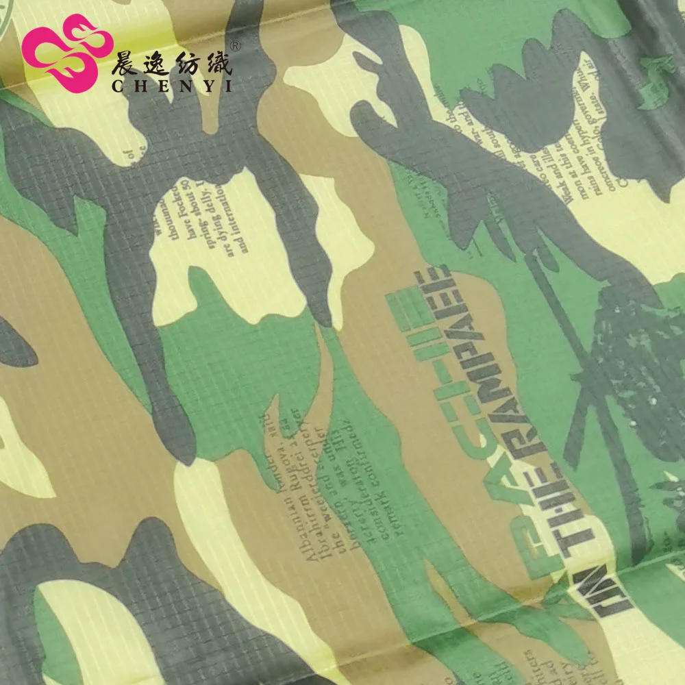 polyester ripstop taffeta camouflage print tent fabric 190T 210T