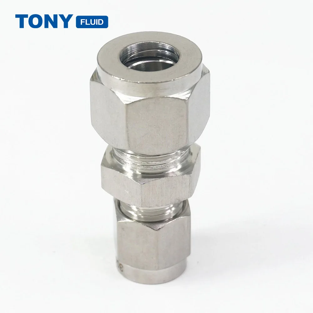 6mm x 8mm OD Stainless Steel Reducing Union Tube Fitting Double Ferrule Compression Tube Fitting