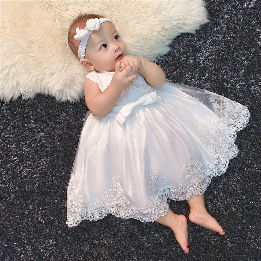 NEW Baby Dress Lace Flower Christening Baptism Clothes Newborn Kids Girls First Years Birthday Princess Infant Party Costume