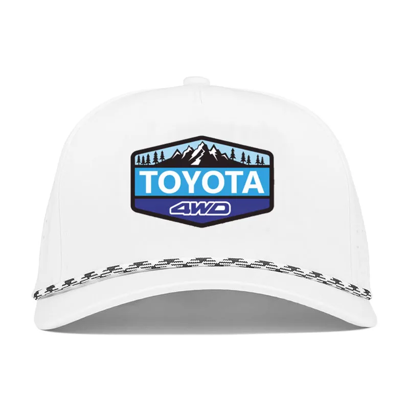 Custom Rubber Patch Laser Waterproof Perforated Sports Caps Hats PVC Patch 5 Panel A frame Performance Baseball Golf Hats Caps