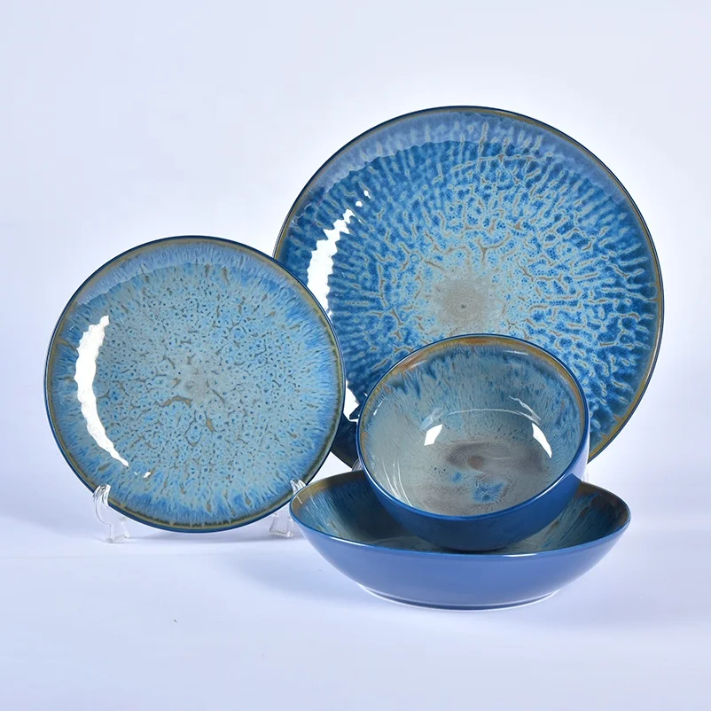 Wholesale Customized Ceramic Dinnerware Color Glaze Stoneware Dinner Sets Dinnerware Sets