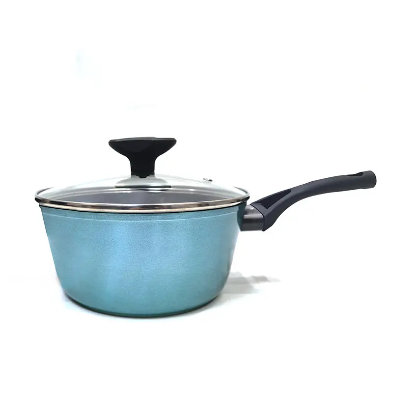 
3.5 Quart Aluminum Blue Ceramic Nonstick Saucepan Small Soup Pot Milk Pan with Lid 