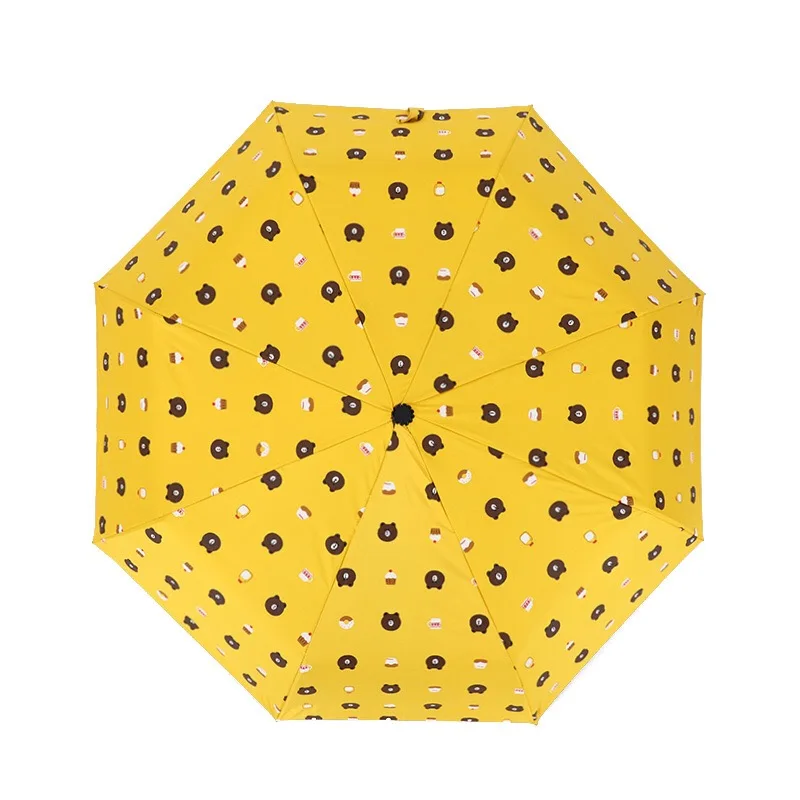 High Quality Windproof rain umbrella automatic open and close 3 folding 8 Ribs umbrella parasol black gel sun umbrella for lady