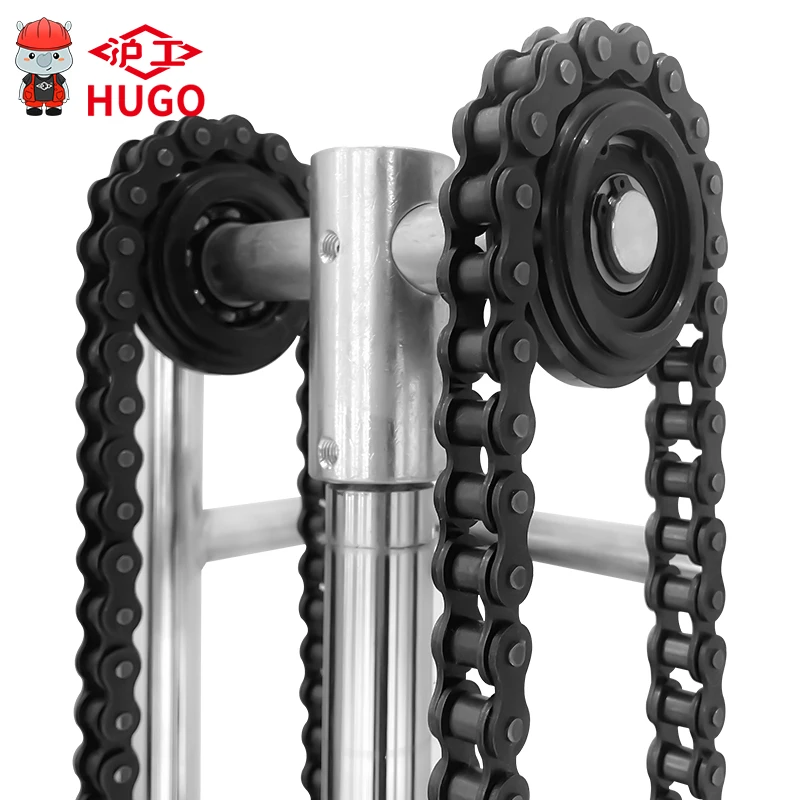 HUGO Portable Lifting Platform Hand Lift Mini Manual Hydraulic Tire Stacker Forklift