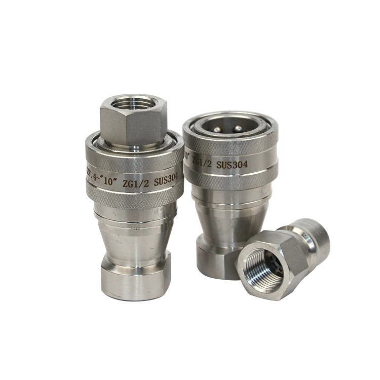 SS304 quick connect coupler hydraulic fittings kzf close type hydraulic quick coupling