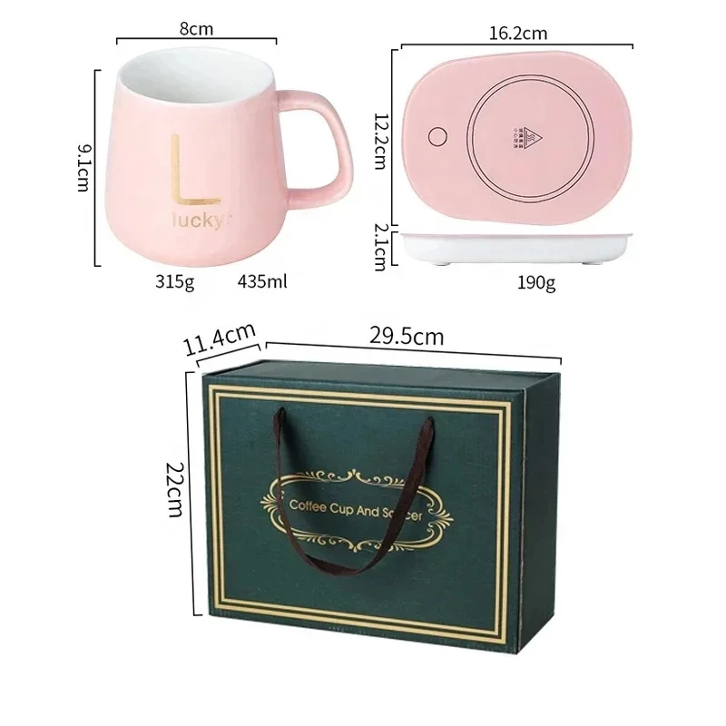400ML Coffee Cup Coaster Set 55 Degree Temperature Keeping Automatic Heating Ceramic Mug ceramic/porcelain