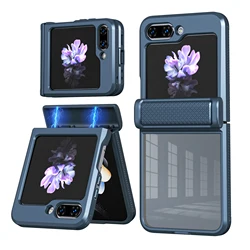 New Arrival Case For Samsung Galaxy Z Flip 5 5G Case, Clear Phone case With Rebound Hinge and Tempered Glass Lens