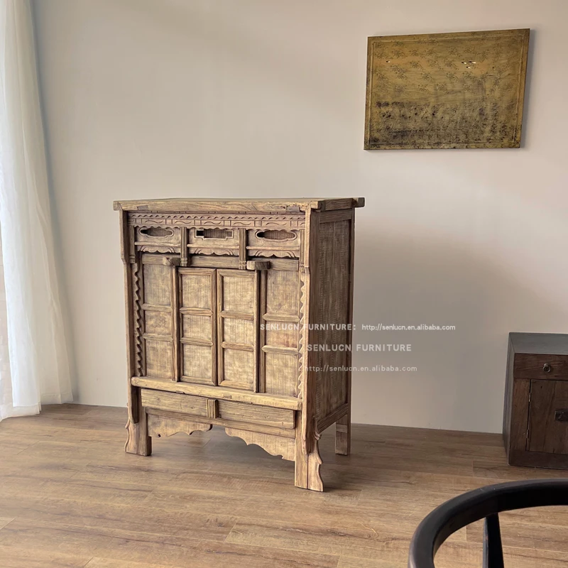 Factory Wholesale Antique Chinese Solid Wooden Dining Cabinet Living Room Cabinets