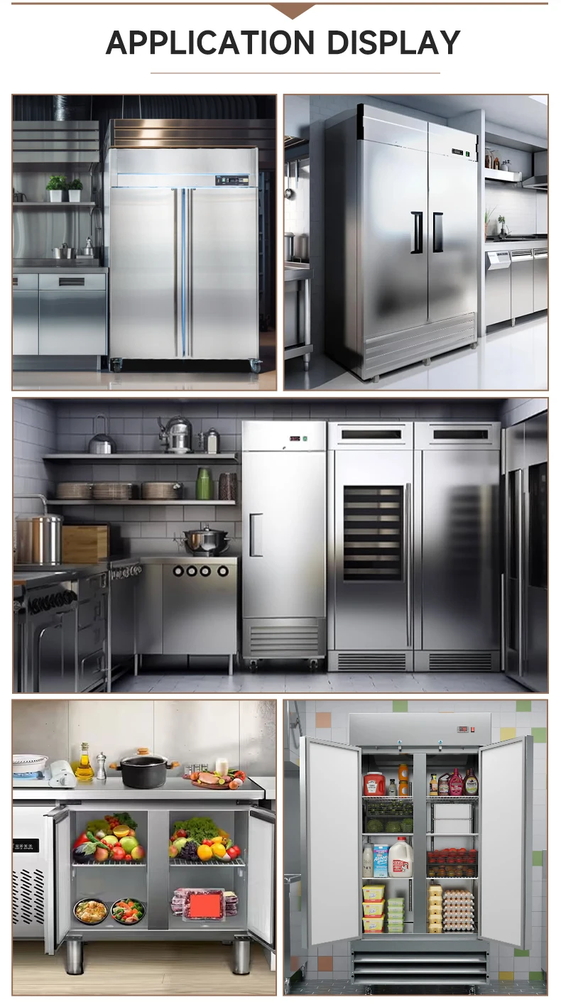 Commercial Upright French Door Chest Freezer Stainless Steel Kitchen Chiller Fridge Refrigerator Equipment for Hotel Kitchens