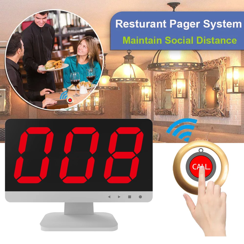 Labor Cost Saving Wireless Restaurant Customer Table Waiter Call System call number