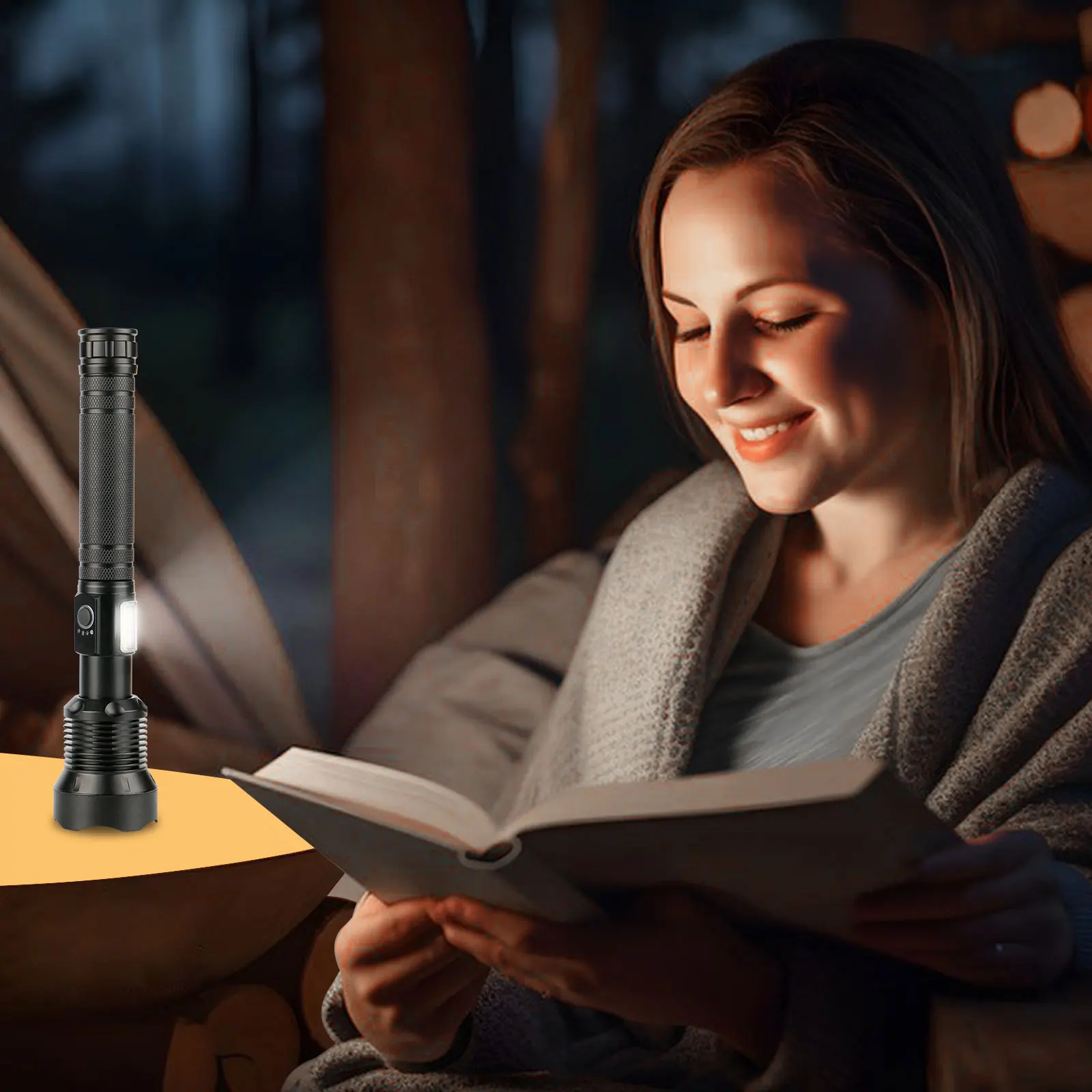 XHP90 LED USB Rechargeable Flashlight High power Waterproof LED USB C Torch Light Zoomable Lamp for camping Side COB Lights