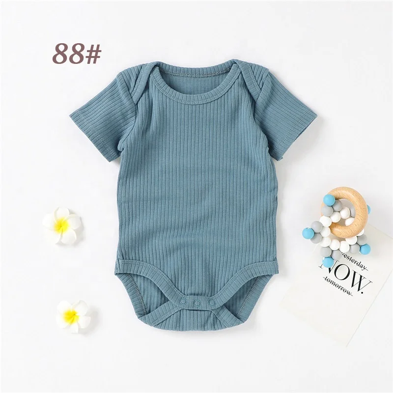 Crawling clothes organic cotton jumpsuit short crawling baby romper envelope shoulder short sleeve baby onesie  infant bodysuit