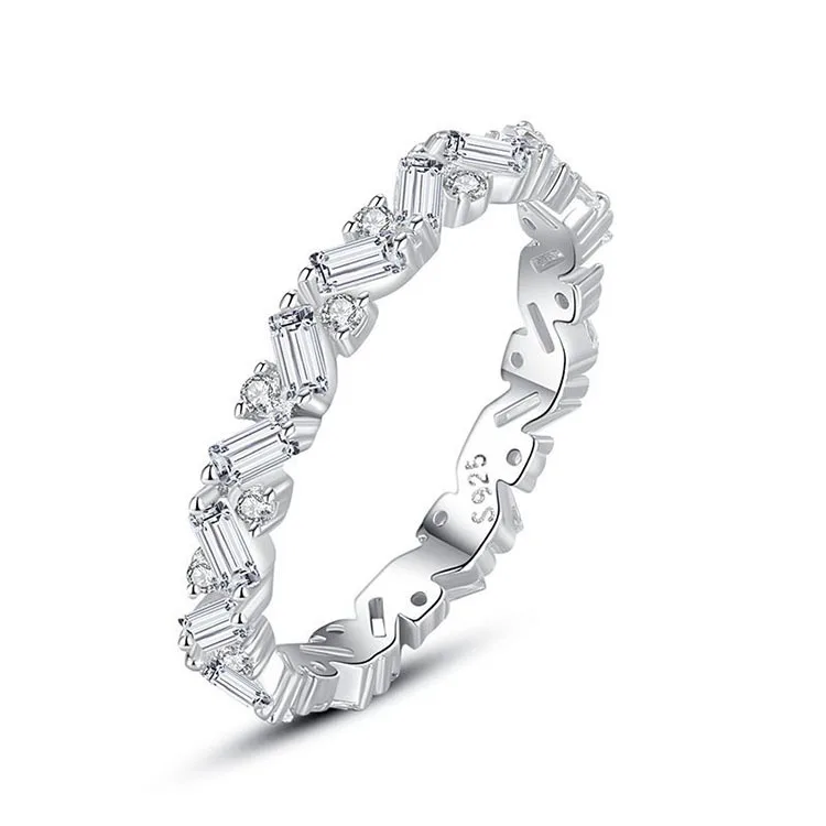Customized 925 Silver White Gold Plated Setting DEF VVS Moissanite Diamonds Rings Women Jewelry Wedding Band Engagement Ring