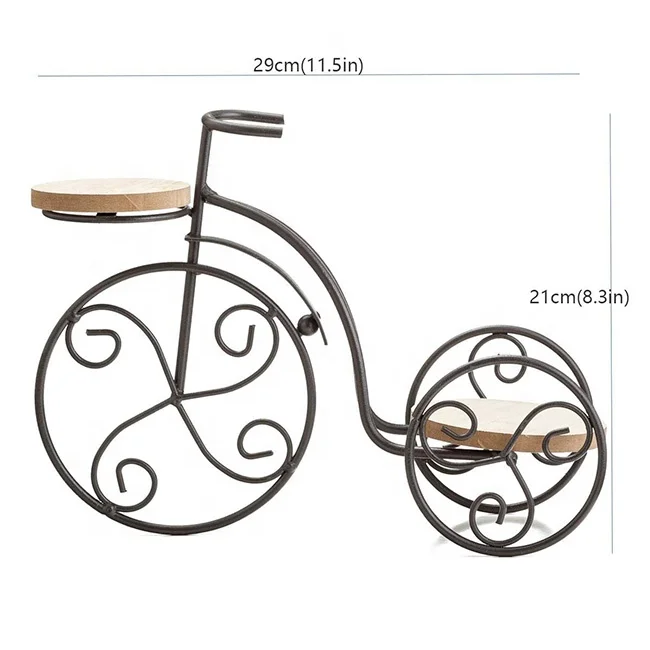 2-Plant Metal Wire Flower Pot  Planter Iron Bicycle Plant Stand for Patio Office Balcony Decor