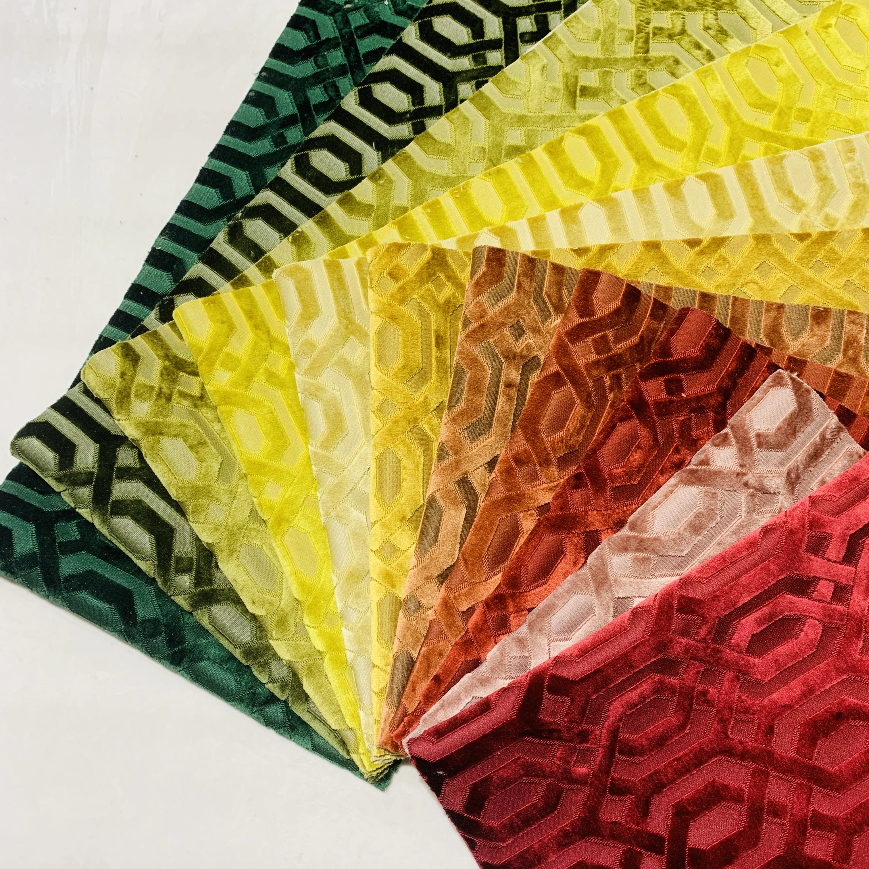 JES Jacquard Knitted 100% Polyester Velvet Sofa Chair Cushion Cover Fabric