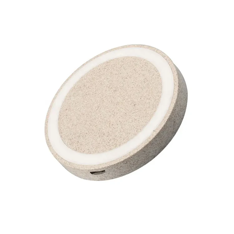 Custom Eco Friendly Wheat Straw Wireless Charger Portable Mobile Phone Fast Ultra-slim Wireless Charging Pad Charger