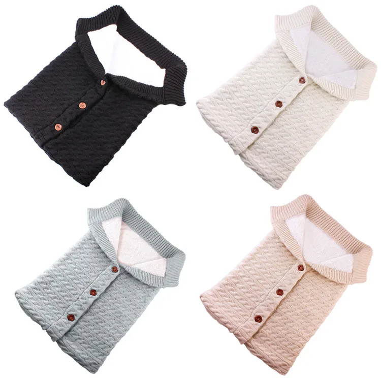 
Wholesale newborn baby warm blanket kids button sleeping bag knit 