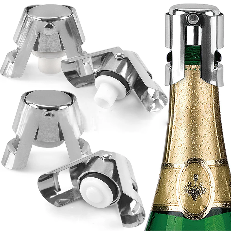 Customized logo stainless steel champagne sparkling wine bottle stopper with strong sealing and reuse