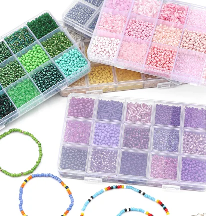 Wholesale 15 Colors Mix Seed Loose Bead Tube Beads Set with Box For DIY Jewelry Beaded Necklace Bracelet Earring Making Kit