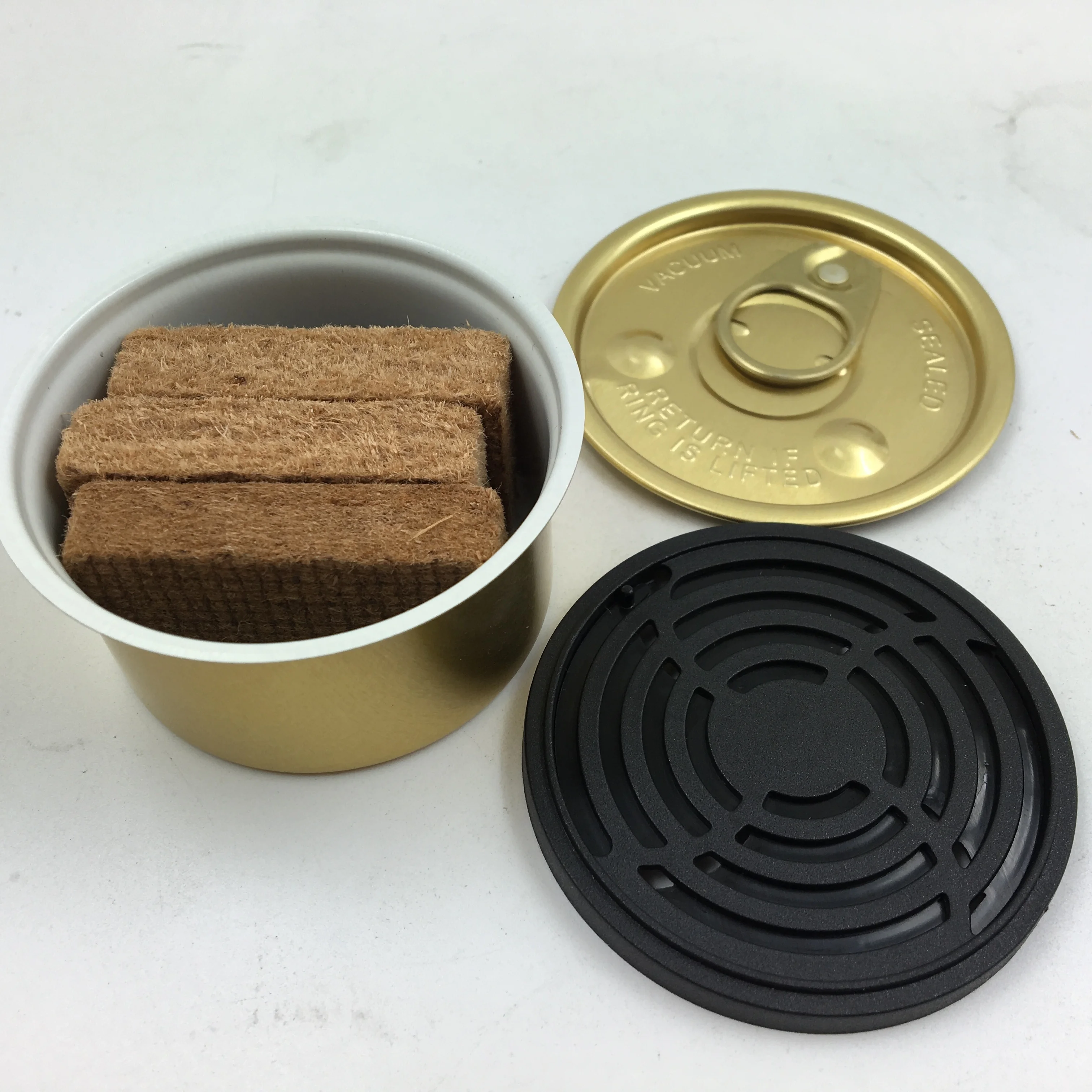 bulk customized scents organic fiber block empty tin can wooden air freshener