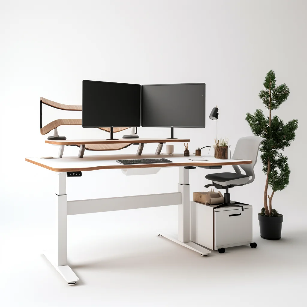 Wooden Office Desk With Printer Standing Desk Computer Table Gaming Lifting Desk Table Stand Fixed Double Motor