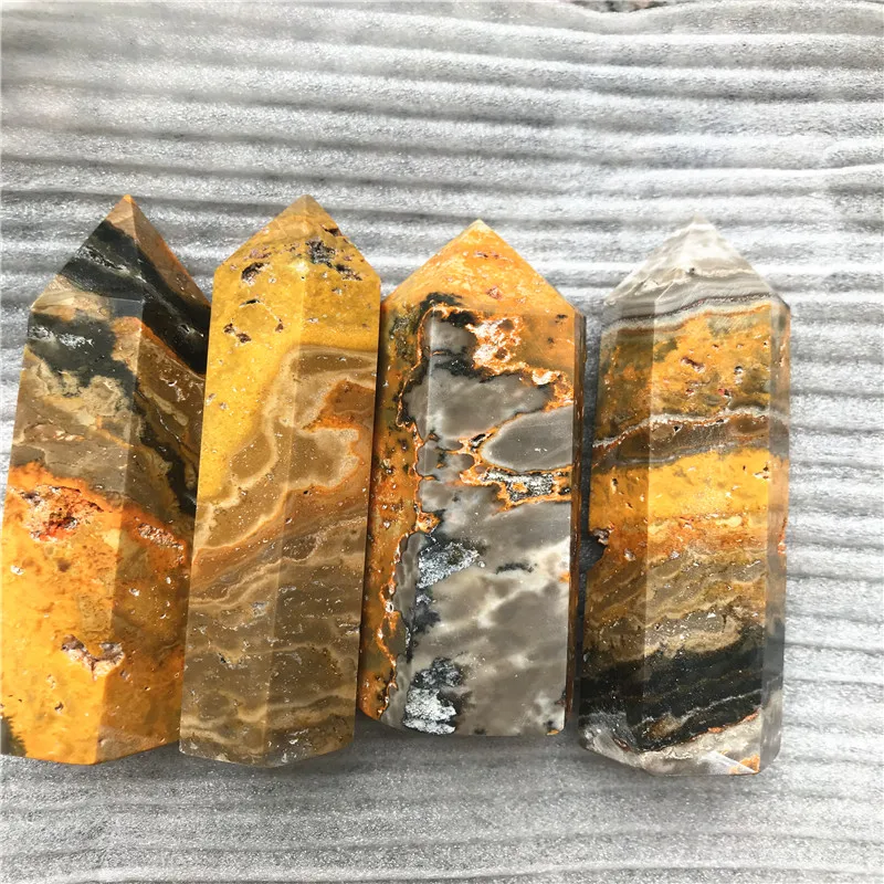 Wholesale high quality natural crystal point wand bumblebee jasper tower for decoration