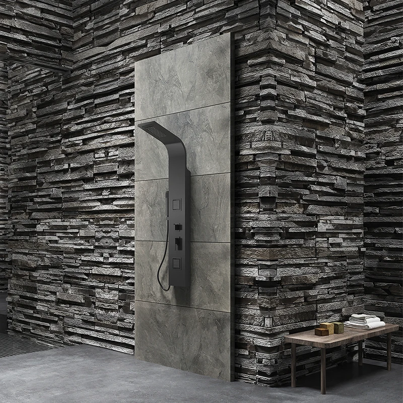 TIEMA wall mounted stainless steel Waterfall Golden shower column set tower Massage Body led Spa bathroom wall Shower Panels