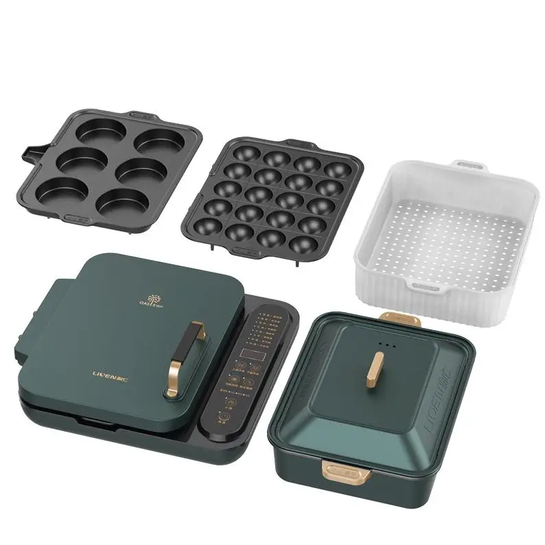 Multifunction removable detachable 6 in 1 pancake waffle make electric grill hot pot electric pancake maker with griddle