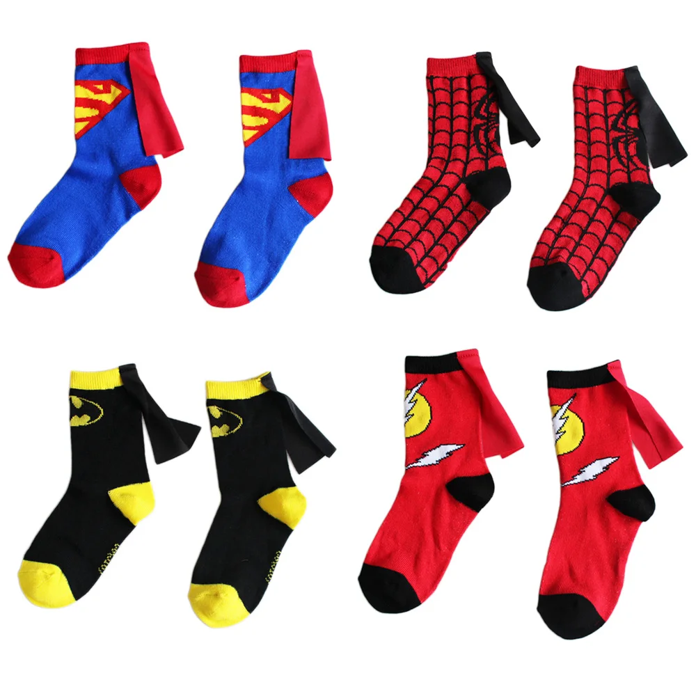 От 3 до 6 лет, детские носки с супер с рисунком героев из мультфильма, Детские хлопковые носки с изображением персонажей Crazy прикольные героя «унисекс» для мальчиков и девочек, носки с высокой пяткой
