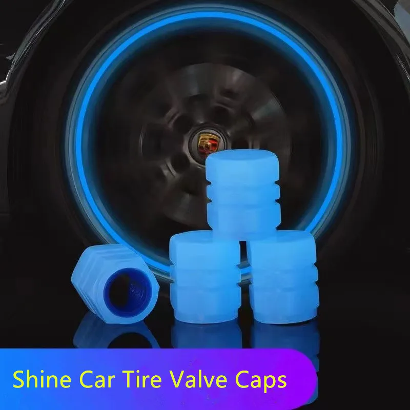Universal Motorcycle Car Wheel Dust Cap Auto Glow Tyre Stem Air Valve Cover Light Autoluminescence Car Tire Valve Cap