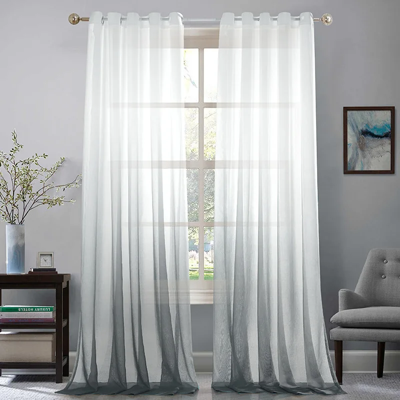 2 Piece Light Filtering polyester sheer Curtain Grommet Panels 52W*63L Inch Long
