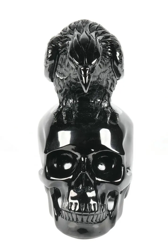 Mr Skull Obsidian Skull  Eagle Sculpture  Hand Carving  Healing Crystals Crystal Crafts