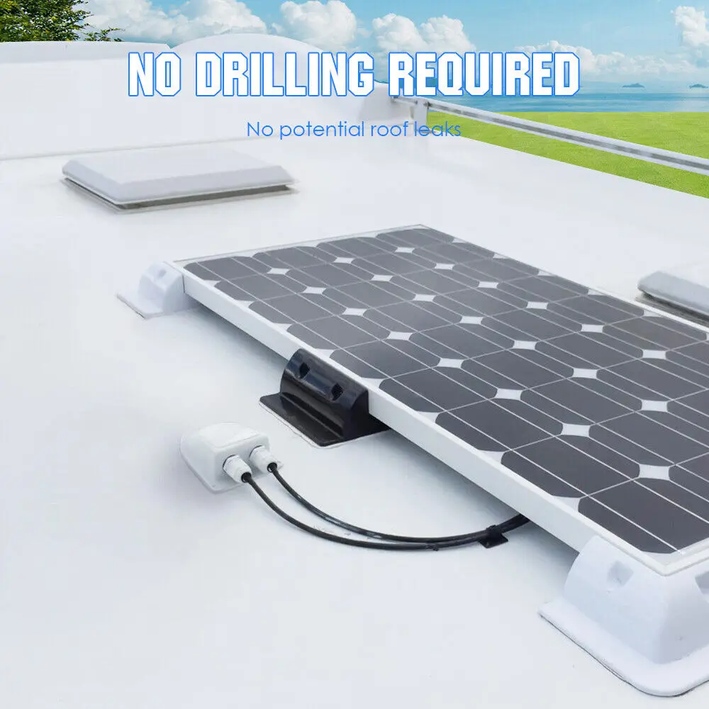 7 PCS Easy Installation Movable Black White ABS Plastic Solar Panel Mounting Support Kit Drill-Free Corner Brackets For Rv