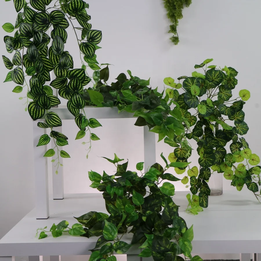 Искусственный пестрые pothos завод Буша висит втулка для садовое украшение на