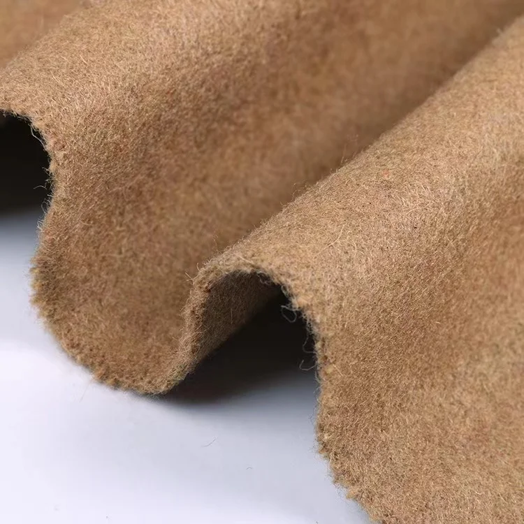 Factory supply wholesale price ready stock solid color woven wool/polyester melton woolen fabric