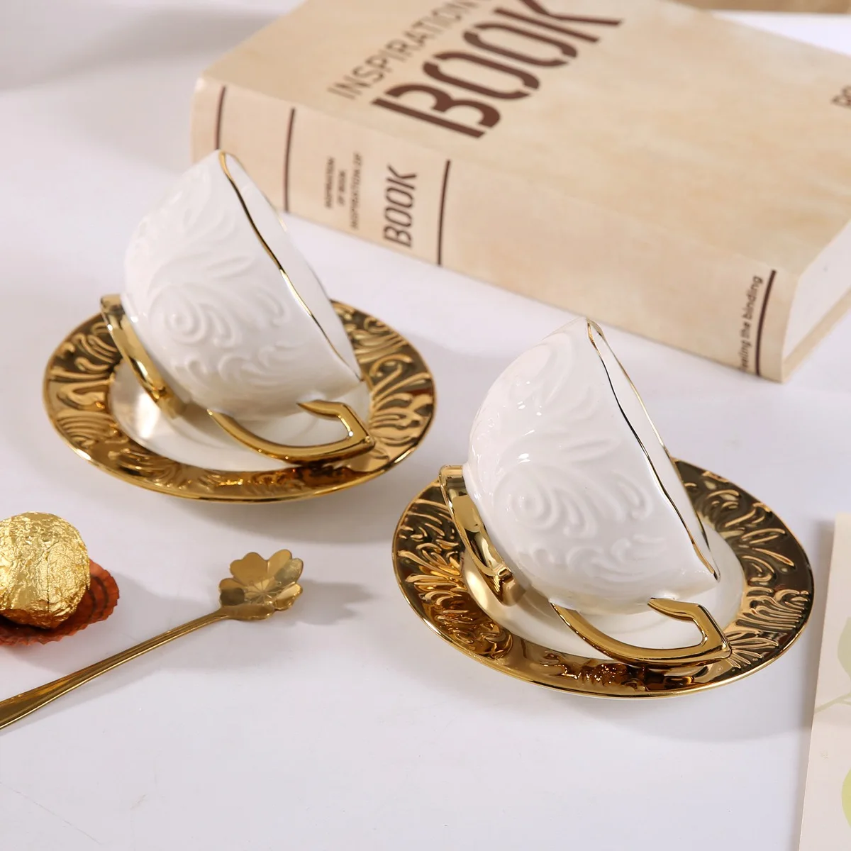 Turkish Coffee Cup Set - Turkish Coffee Cups Set of 6  for Home Office, Ceramic Keeps Coffee Warm, Dishwasher-safe, Create happy