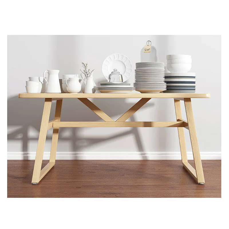 Modern design MDF restaurant wooden dining table with metal frame