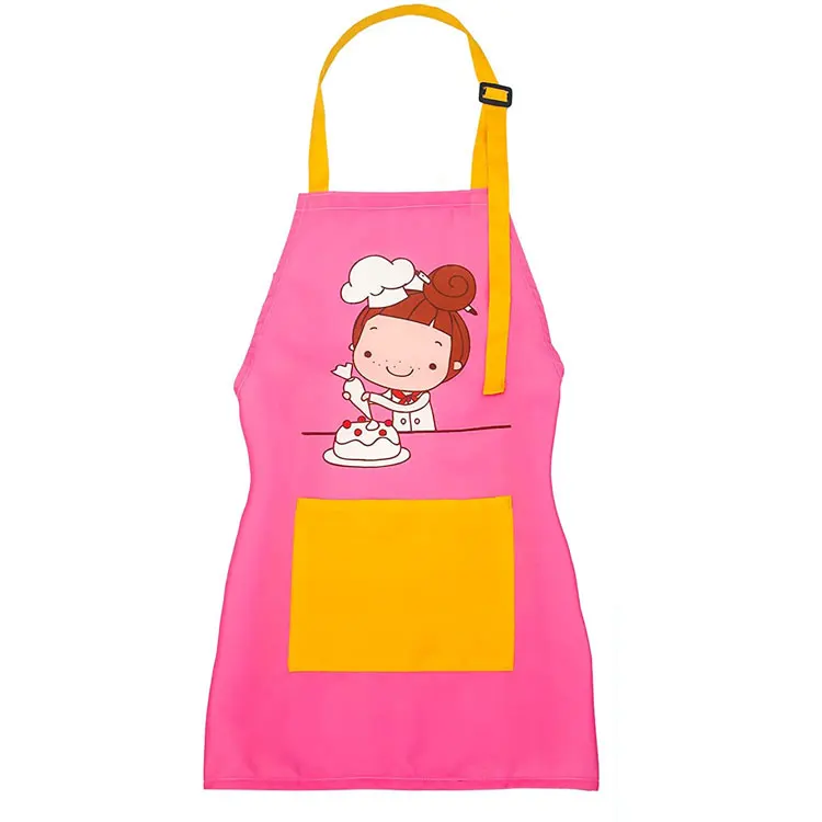 Promotion Custom Pattern Cooking Bbq Kids Apron Sublimation Creative Kitchen Pink Children Smocked Apron