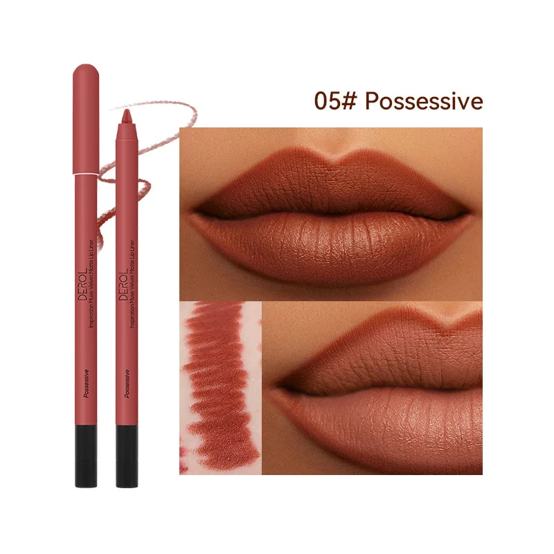 Retractable Smooth Application Creamy Color Slim Matte Gel Lip Liner Pencils
