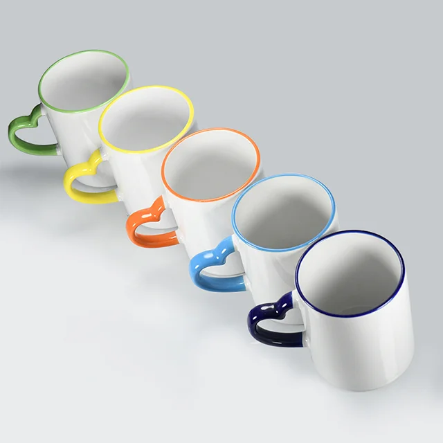 Thermal Transfer Printing Sample Sublimation Ceramic Love Heart Tea Cup for Drink l