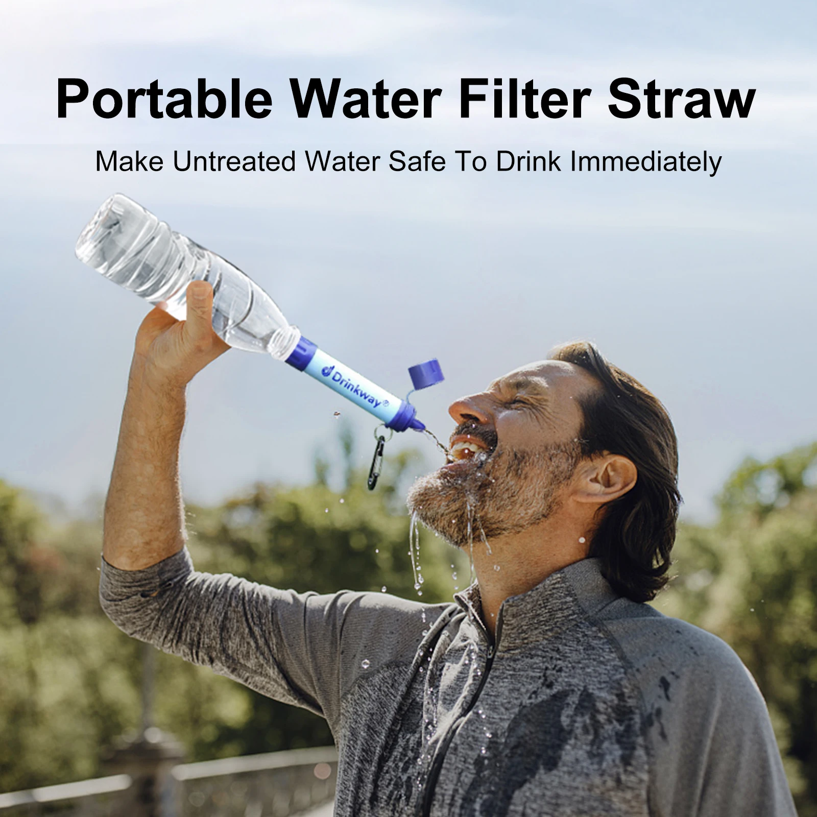 Outdoor Personal Survival Kits Emergency Personal Water Filter 0.01 Micron Water Filter Straw