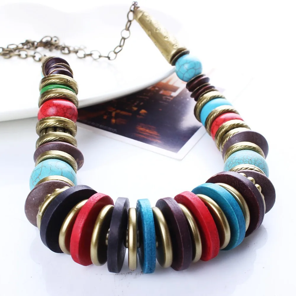 Factory Direct Bohemian Vintage Beads Turquoise Multi-layer Bracelet Necklace Earrings Three Jewelry Set Wholesale