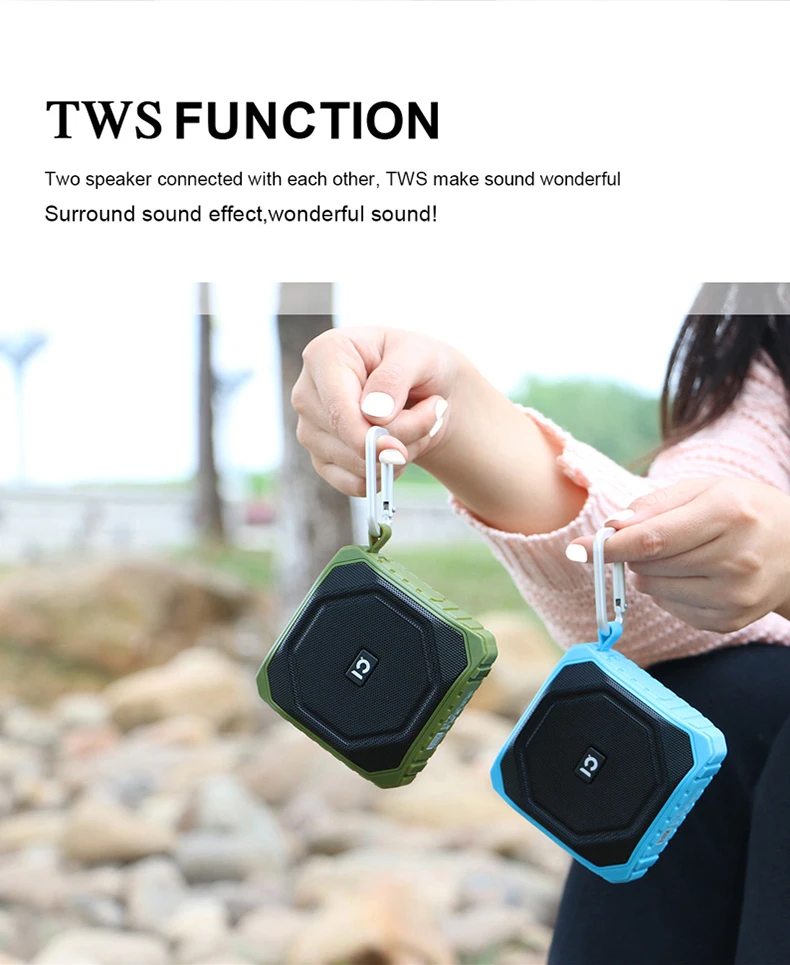 SHIDU Rechargeable Two-color Injection Molding Speaker Set TWS Mini BT Speaker Portable IPX4 Waterproof Bluetooth Speaker