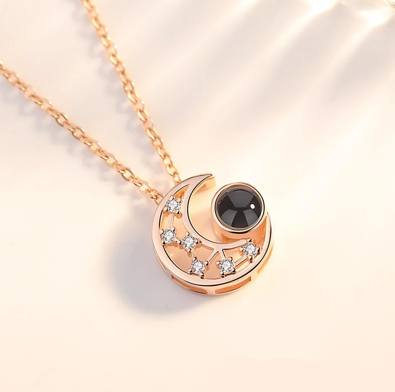 Nano projection necklace new star moon collarbone chain fashion pendant with diamond jewelry